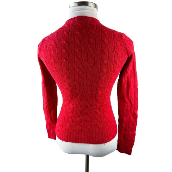 Ralph Lauren 100% Cashmere Slim Fit Cable Knit Crew Neck Sweater Red Size Small - Picture 6 of 15